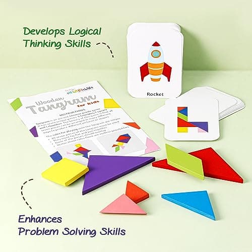 Intelliskills Premium Brain Boosting Wooden Tangram Puzzle Game for Kids, Educational & Travel Puzzle Game for 3+ Years Girls & Boys, Brain Teaser Toys, BIS Certified, Birthday Gift 5