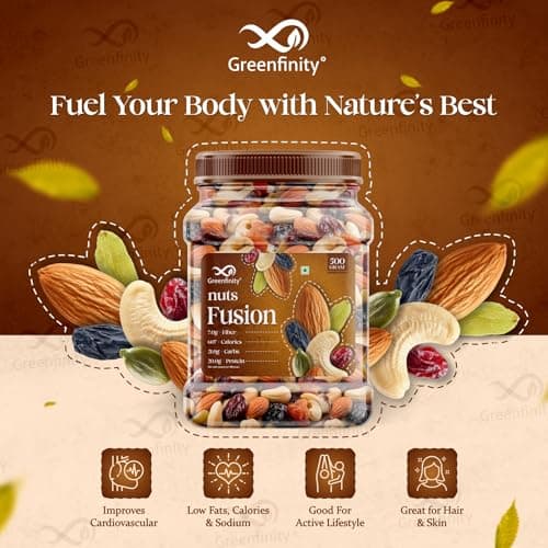 GreenFinity Mixed Dry Fruits Pack – 500g | Nutritious Snack with Almonds, Cashews, Raisins & Cranberries | Resealable Pack for Freshness 3