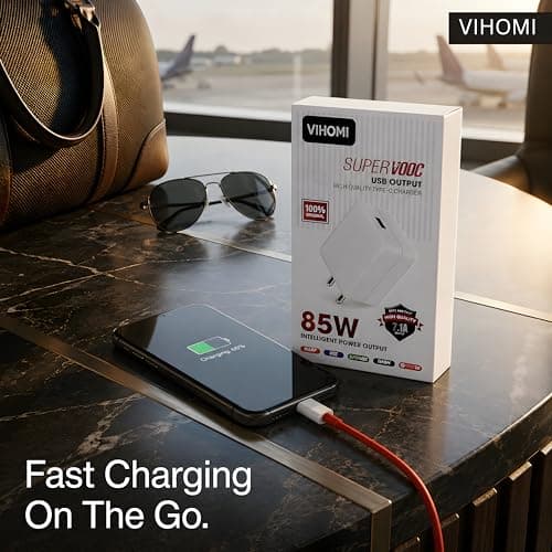 VIHOMI 85W SuperVOOC Fast Charger with Type C Cable | USB C Fast Charging Adapter Compatible with OnePlus 10R, 11R, Nord 3, Oppo, Realme, Vivo & iQOO Smartphones | Cable Included 2
