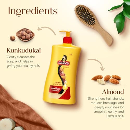 Meera Strong and Healthy Shampoo, With Goodness Of Kunkudukai and Badam, For Men And Women,1L 2