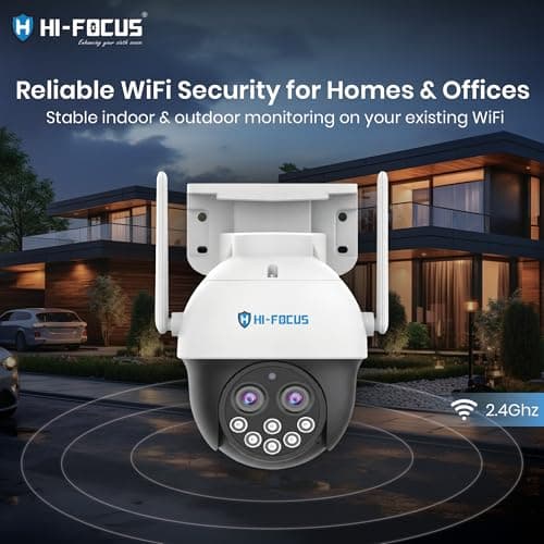 HIFOCUS 4MP Dual Lens Wi-Fi PTZ Outdoor Security Camera, 10X Zoom with Wide & Zoom Views, Color Night Vision, AI Human Detection & Auto Tracking, Two-Way Audio, Siren & Alexa Support 2