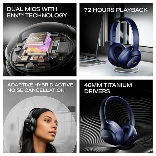 Boat Rockerz 551 ANC Pro,42Db Hybrid Adaptive,App Support,72Hrs Battery,40Mm Titanium Drivers,Enx Tech,Foldable Cups Bluetooth Over Ear Headphone,Wireless Headphone with Mic (Bold Blue) 2