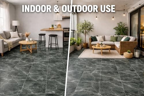 RGKJAS Self Adhesive Marble Floor Tiles 30x30cm, Peel and Stick Flooring Sheets, Waterproof Anti Slip Tile Stickers for Kitchen Bathroom Living Room DIY Easy Install Pack 3