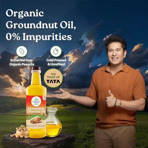 Organic India Groundnut (Peanut) Oil, 1000ml | Cold Pressed Unrefined Organic Oil with Natural Flavour | Certified Organic and Lab Tested on 250+ Parameters | Perfect for Daily Cooking | Natural Aroma 4