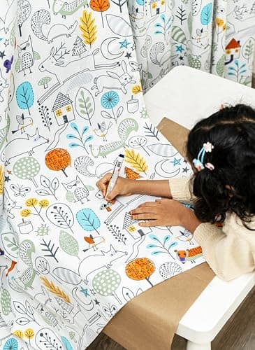 Tranquebar Curtain Co.Kids ColorMe DIY Curtains,Kids Room Curtain,60-65% Room Darkening, Multicolor Animal Print,Cotton Curtains 5 Feet Long Set of 2,BackTab Loops, Design- ColorMe(152 cm)-Set of 2