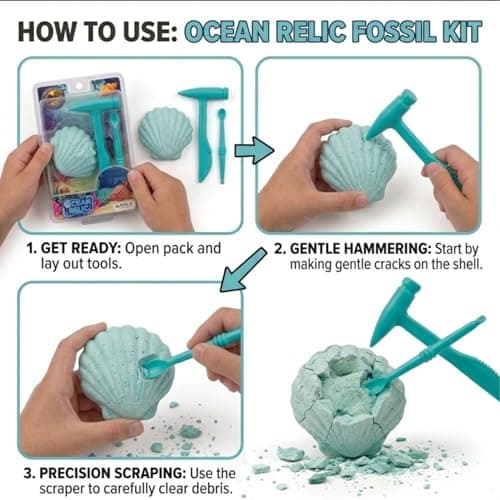 APEX Ocean Relic Excavation Toy for Kids 5+ with Digging Tools and Surprise STEM Educational Toy Discovery Science Activity Gift Boys and Girls (Blue) 2