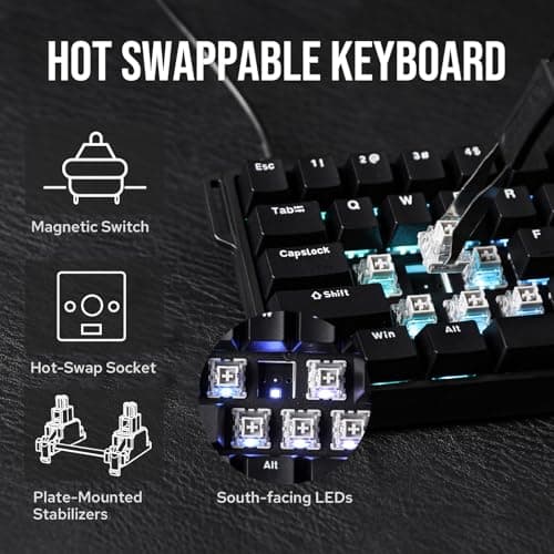 EPOMAKER Aula WIN68 HE 65% Wired Magnetic Keyboard with Adjustable Actuation, Hall Effect Keyboard with 0.3 ms Latency, 8000 Hz Polling Rate, Hot-Swap, for Win/Mac (Black) 4