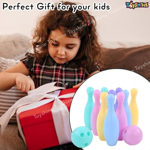 Toyshine Bowling Pins Toy Set Fun Learning Game Plastic Bowling Toy Set Includes 10 Pins and 2 Ball Educational Learning Toy for Boys Girls 3+ 5