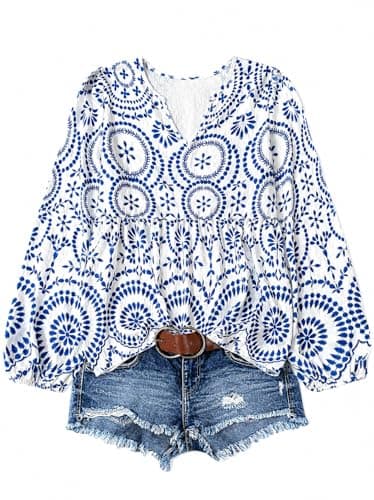 Zilcon Women's V-Neck Summer Woman Stylish Western Basic Tops (in, Alpha, XL, Regular, Blue)