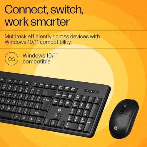 HP KM200 Wireless Mouse and Keyboard Combo, Full-Size Ergonomic Design, 3 Button and Built-in Scroll Wheel, 2.4 GHz Wireless connectio, 3 Years Warranty (7J4G8AA) 6