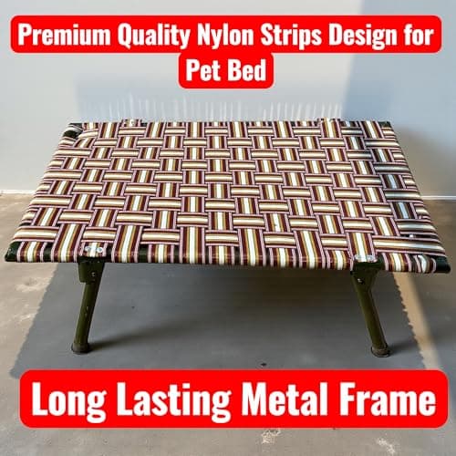 NATTNAK Elevated Dog Pet Bed with Leg Fold Iron Frame Premium Niwar Strips Size 42x24x12 Inch Indoor/Outdoor Use Already Assembled 5