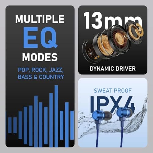 RD M-150 Fusion Wireless in Ear Neckband, Bluetooth 5.1, 100Hrs Music time, Clear Calls, Dual Pairing, Fast Charging, Magnetic Buds, Voice Assist & IPX4 Wireless- Blue 4