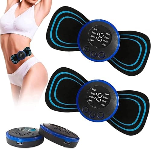 2 Sets Mini Massager for Pain Relief, Portable Electric Body Massager Machine, EMS Muscle Stimulator,Butterfly Back Neck Shoulder Massager for Body Pain Relief,Compact Travel Massager (2, Blue)