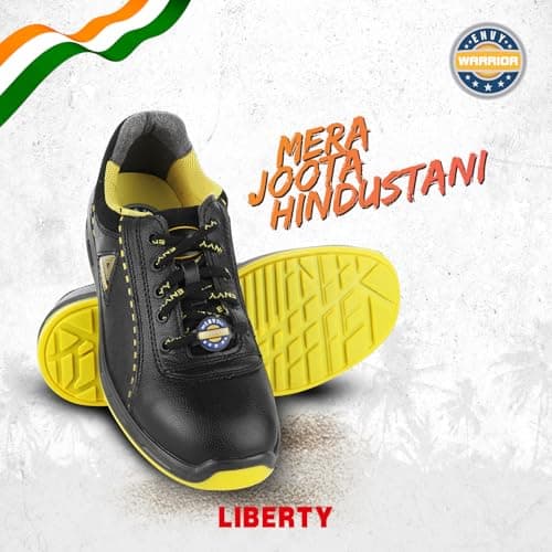 Liberty Warrior Envy Earth Popcorn Safety Shoes for Man Light weight | Steel Toe | Antislip & Water Resistant | Antistatic & Abrasion Resistance | Yellow | Size 9 UK 3