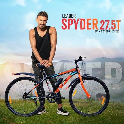 Leader Spyder 27.5T MTB Cycle/Bike Single Speed with Complete Accessories for Men - Matt Black/Orange Ideal for 15+ Years | Frame: 19 Inches 2