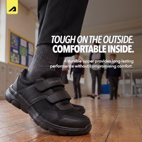 Boldfit School Shoes for Kids Comfortable School Shoes for Boys and Girls Lightweight & Durable Formal Quick-Wear Lace-Up Uniform Footwear for Kids, Black- 12 UK 3