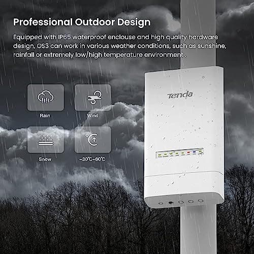Tenda OS3 5GHz 11AC 867Mbps Long Range Smart Manage Outdoor CPE, 12dBi, 5km+|Point to Point Wireless Bridge| Four Fast Ethernet Ports | IP65 Weatherproof | 6KV Lightning Protection (White) 4