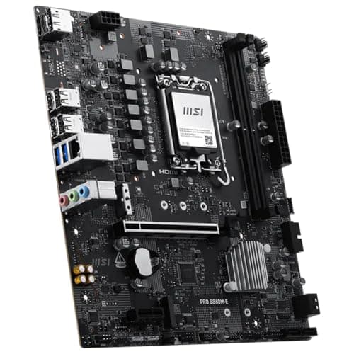 MSI PRO B860M-E Motherboard, mATX - Supports Intel Core Ultra Processors (Series 2), LGA 1851 - Direct 6 Phases, DDR5 Memory Boost (up to 9066+ MT/s OC), PCIe 5.0 x16, M.2 Gen5, 5G LAN