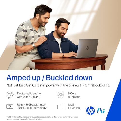 HP OmniBook X Flip OLED (Previously Envy) Intel Core Ultra 5 226V, 40 Tops(16GB LPDDR5X,512GB SSD) 3K, Touch, 120hz,14''/35.6cm, Win11, Office24, Meteor Silver,1.38kg, fm0058TU,Pen, Next Gen AI Laptop 3