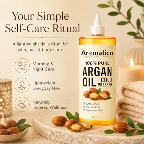 AROMATICO 100% Pure Cold Pressed Argan Oil for Hair – Frizz Control, Smooth & Shiny Hair Care Oil, Lightweight Non Sticky Formula for Daily Use, Natural Multipurpose Beauty Oil – 100 ml 3