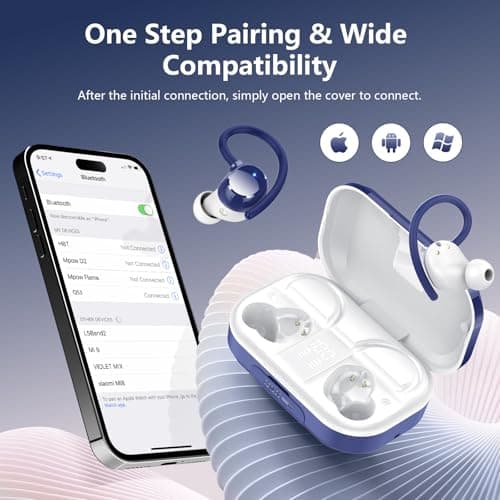 Wireless Earbuds, Bluetooth 5.4 Sport Headphones, 128H Playtime Over Ear Buds for Small Ear, Stereo Deep Bass, Sport Wireless Bluetooth Earphones, IPX7 Waterproof Running Headphones for iOS Android 4