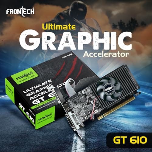 FRONTECH GT610-2GD3 Graphics Card with 2 GB DDR3 64 BIts PCI Express RAM, Quality Gaming Graphics Card, Single Cooling Fan, 3 Years Warranty (GRP-0001, Black) 2