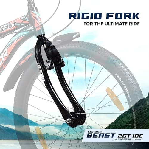 Leader Rigid Suspension Beast 26T IBC Premium 7 Speed Cycle for Men with Inbuilt Carrier,Rugged City/Mountain Gear Bicycle,Strong V-Brakes&Steel Frame,Ideal for 10+Years,Matt Black,137.1x21.5x72.3 cm 4