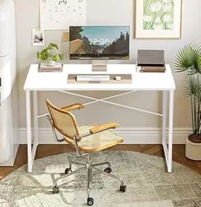 QARA Wood Laminated Study Table, Computer Table for Home,Office Table, Desktop,Laptop Table, Office Desk (Everest White with White Frame)?