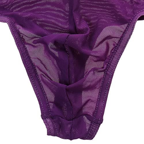 Meadawgs® Men's Nets Yarn Bulge Pouch Bikini Briefs Breathable T-Back S Purple|Clothing Shoes & Accessories | Mens Clothing | Underwear|1x Men's Bikini T-Back 2