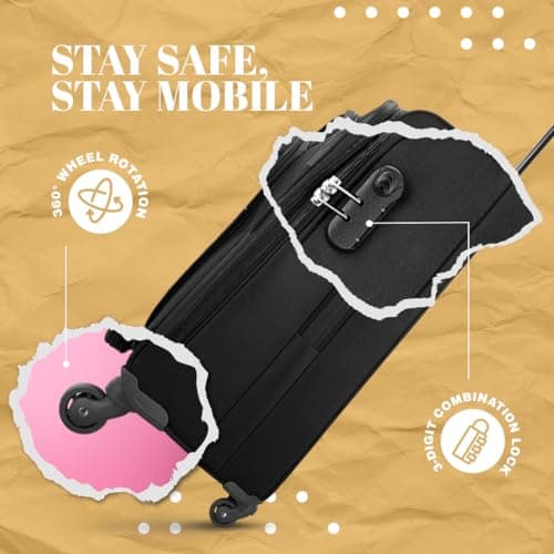 Skybags Large Rubik 79 cms Check-in Polyester Soft Sided 4 Wheels 360 Degree Rotation Luggage/Suitcase/Trolley Bag- Black 4