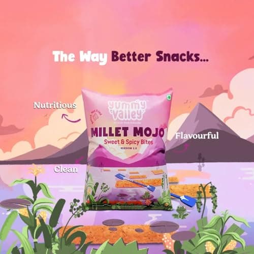 Yummy Valley Millet Snacks Sweet & Spicy Bites - (Pack of 8) Not Fried, No Added Preservatives | Healthy Ready to Eat | No Maida, No Palm Oil | Gluten Free, Guilt Free 4