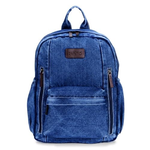 ZAINTO Denim Backpacks for men and women Stylish Outdoor Travel Commute Daypack Large Capacity Schoolbag College Students Junior High School Students Bookbag