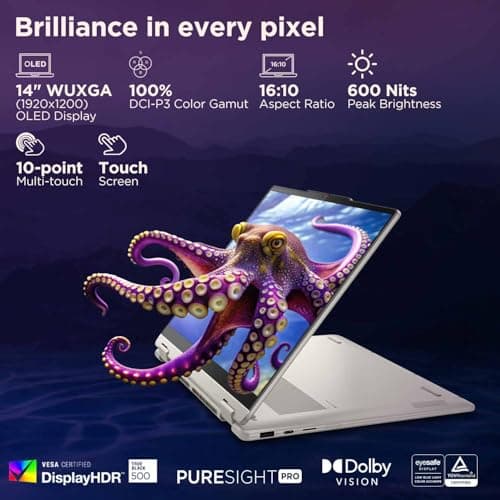 Lenovo Yoga 7 2-in-1 Intel Evo Core Ultra 5 226V (16GB RAM/512GB SSD/14 (35.5cm)/WUXGA OLED/Copilot+ PC/Windows 11/Office 2024/Yoga Pen/1Yr ADP/Seashell/1.38Kg), 83JQ00GDIN Convertible Laptop 3
