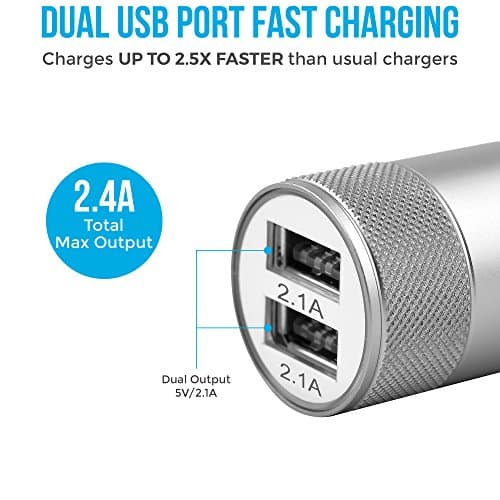 Ambrane 12W Fast Car Charger, Dual USB Output, Multi-Layer Protection, Fast Charging, Compatible with All Cars, Without Cable for All Mobiles & Other USB Enabled Devices (ACC74, Black & Silver) 2