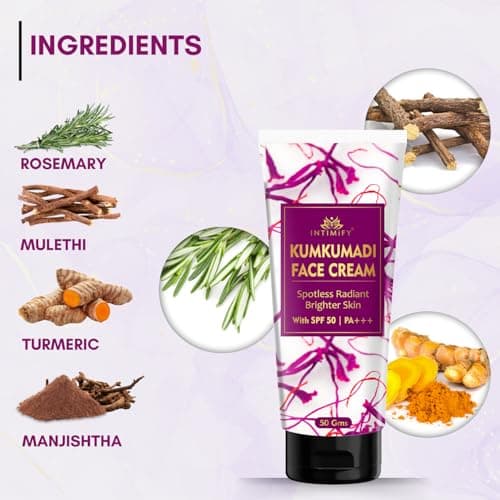 INTIMIFY Kumkumadi Face Cream For Glowing Skin | Enriched With Kumkumadi, Rosemary, Turmeric | Suits all Skin Types 50 gm 5