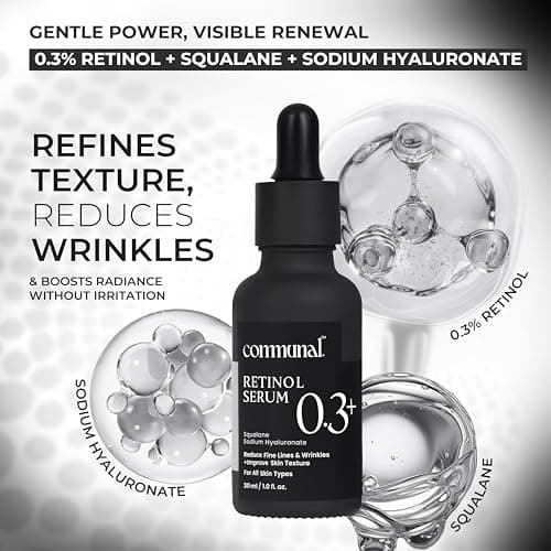 Communal Retinol 0.3% Face Serum 30ml with Hyaluronic Acid & Squalane | Anti Aging Retinol Serum for Fine Lines, Wrinkles & Uneven Texture | Hydrating Night Serum for Oily & Dry Skin 4