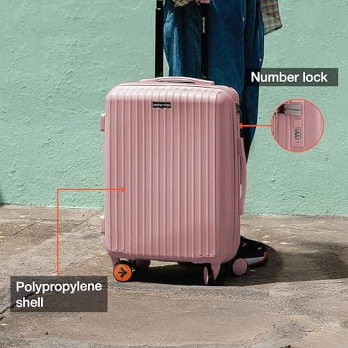 Nasher Miles Pondicherry Hard-Sided Polypropylene Cabin Luggage 20 inch | 55cm | 8 Wheels Small Trolley Bag for Travel | Suitcase (Rose Gold) 3