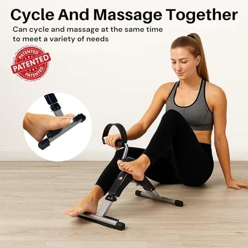 WErFIT Pedal Exerciser with Foot Massager | Foldable Mini Exercise Cycle for Leg & Arm Workout | Adjustable Resistance, LCD Display, Non-Slip Base – Home Rehab & Office Fitness Equipment 3