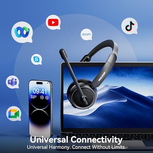 Waxop Wireless Headset with Mic for Work, Bluetooth Headset with Noise Cancelling Mic & Mute Button, Wireless Headphones with Mic for Remote Workers/Office Professionals/Call Center/PC/Laptop 5