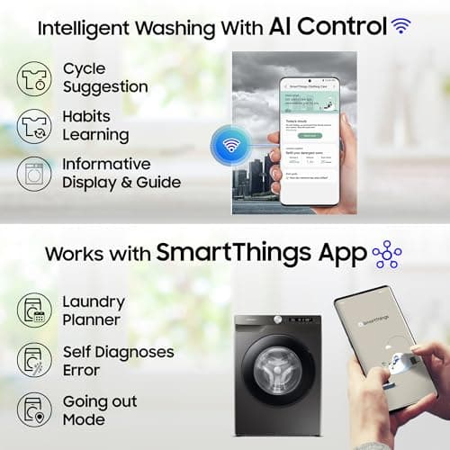 Samsung 7 kg, 5 Star, AI Control, Wi-Fi, Digital Inverter, Motor, Fully-Automatic Front Load Washing Machine (WW70T502NAN1TL, Hygiene Steam, Inox) 4