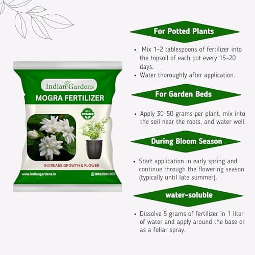 Indian Gardens - Mogra Fertilizer (400 Grams) | Organic Flower Booster for Jasmine Plants | Promotes More Flowers | Green Leaves & Strong Roots 2