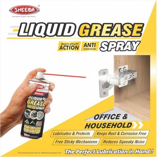 SHEEBA Liquid Grease Spray I High Viscous I Lubricates I Frees Sticky Mechanism I Reduces Squeaky Noise I Long Lasting Protection from Rust and Corrosion - 500mL Pack. 5