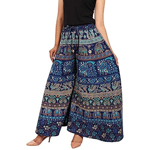 Modern Kart Women's Soft Relaxed Long Rajasthani Printed Jaipuri Hand Block Pants, Loose Fit Palazzos (XL, Multicolor 5) 3