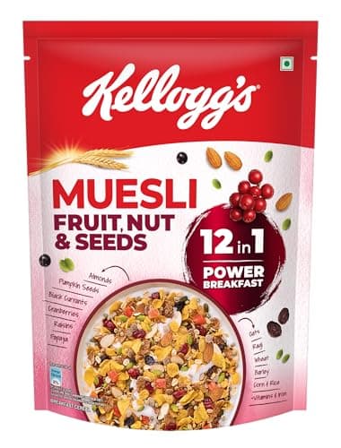 Kellogg's Muesli Fruit Nut & Seeds | 12 In 1 Power Breakfast | No Maida No Palm Oil | India's No 1 Muesli | 500g