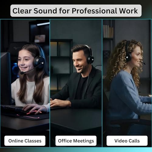 Metaind Wired USB Headphone with Noise Cancelling Mic | HD Sound & Comfort for Zoom, Teams & Call Centers | USB Headset for PC & Laptop | Model: Meta_MT50 (Black) 5