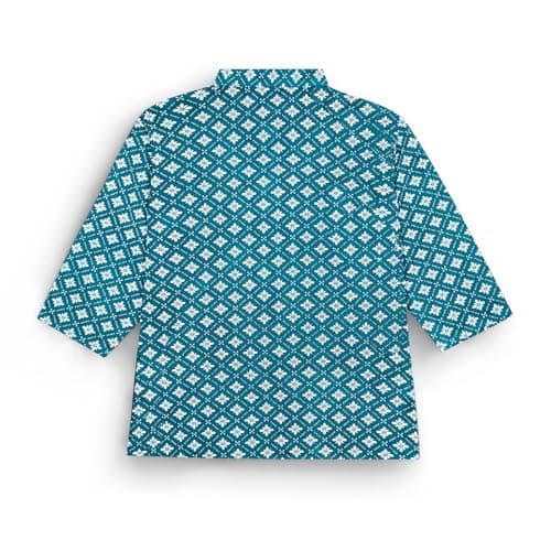Traditional Baby Boys Full Sleeve Cute Ethnic Organic Cotton Soft Dhoti Kurta Set Baby Ethnic Wear Festival (Blue, 0-3 Months) 4