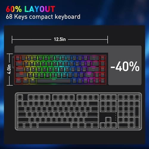Redragon K631 HE Rapid Trigger RGB Gaming Keyboard, 68 Keys Wired Mechanical Keyboard w/Hyper-Fast Actuation, Hall Effect 8K Polling Magnetic Switch, Actuation Point Adjustable, Strap Version 5
