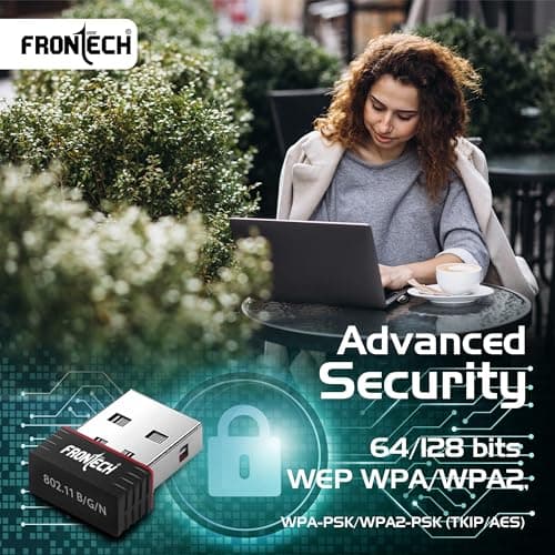 Frontech 150Mbps USB WiFi Dongle | Wireless Adapter for Desktop and Laptop | Supports 802.11 b/g/n and Advanced WPA/WPA2 Security Encryption (0843) 4