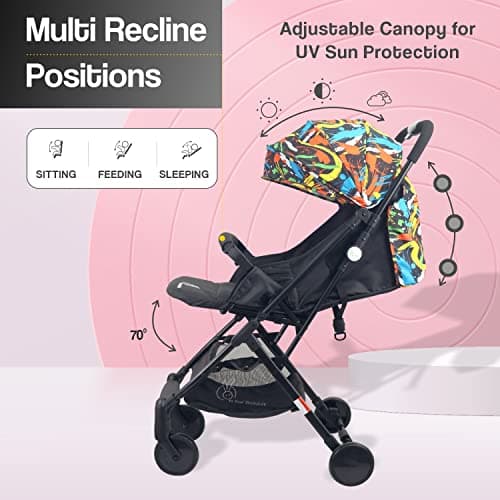 R for Rabbit Pocket Stroller Lite Baby Stroller, Portable Travel Friendly Pre Installed Baby Trolley Stroller & Pram for Newborn Babies of Age 0 to 3 Years | (Black Multi) 6