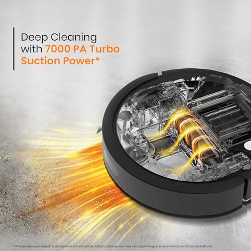 Eureka Forbes SmartClean Home Mapping Turbo, 7000Pa HyperSuction Robotic Vacuum Cleaner | LiDAR 3.0 & Quick Home Mapping | Wet Mopping | 3-Hour Run Time | Smart App Control | Voice Control 3